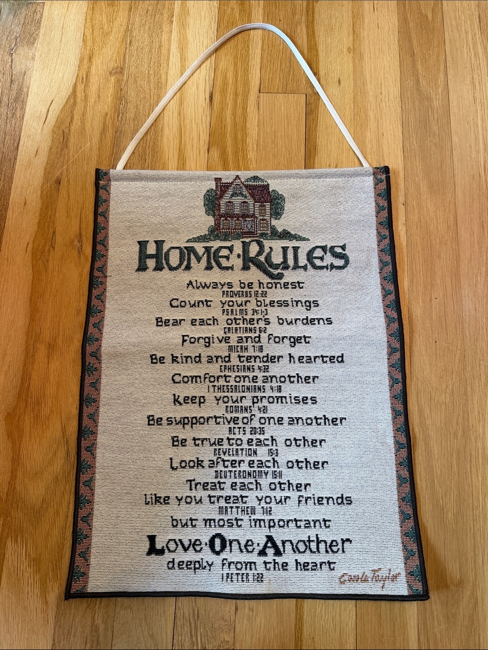 EUC Home Rules Wall Hanging with Bible verses